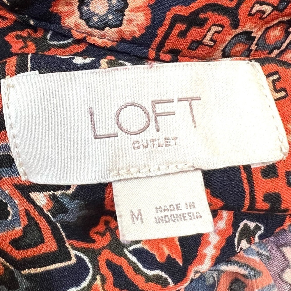Loft Outlet Floral Long Tab Sleeve Shift Dress Womens Medium - Picture 11 of 12